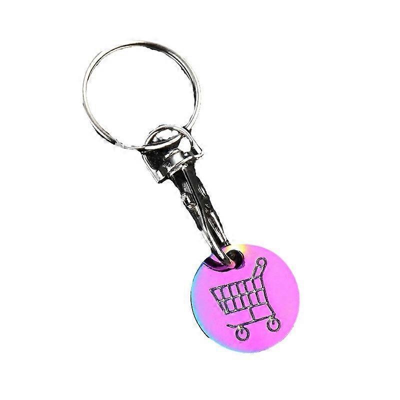 4pcs Trolley Token Keychain Supermarket Shopping Cart Metal Key Ring Trolley Token Coin Keychain Pendant Purse Sconto