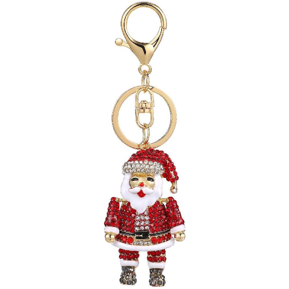 Cartoon Rhinestone Keychain Santa Claus Keyring Handbag Decor Hanging Pendant for Purse Bag Car Key Economico