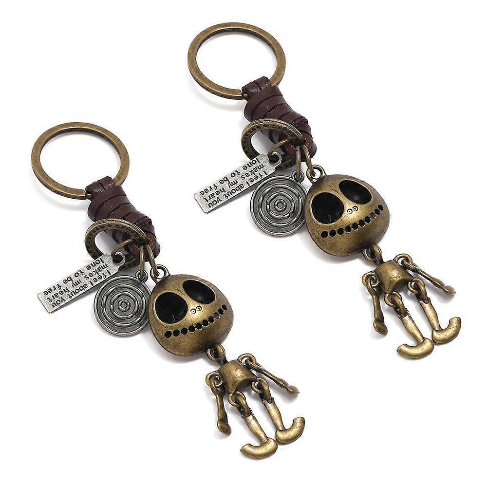 2PCS Keychain Vintage Skull Keychain Metal Keyring for Men Women Car Keys Holder Backpack Wallet Charms Birthday Present Metal cowkekey keychain Ha Saldi