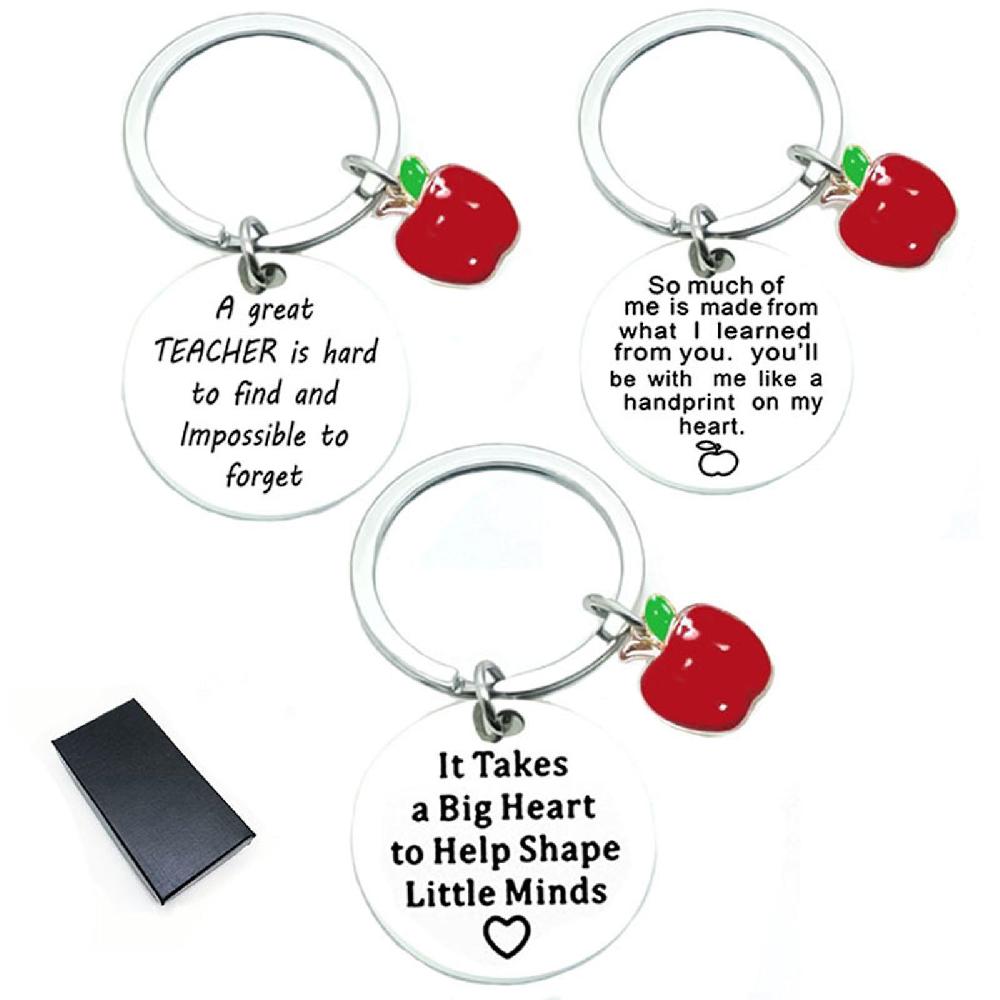 3x/set Teacher Gifts Apple Keychain For Women Teacher Keychain For Women Men Saldi Di Fabbrica