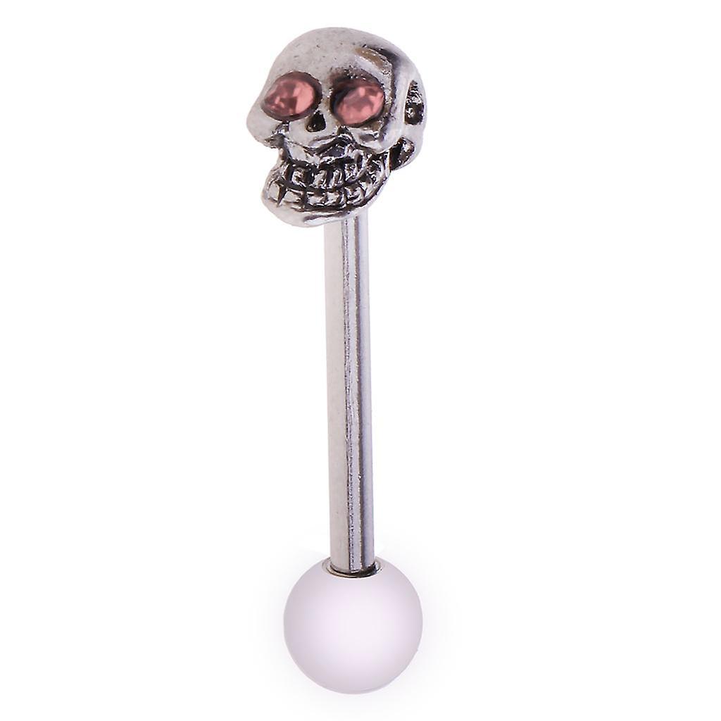 14g Skull Head Tongue Bar Barbell Ring Ear Ring Stud Piercing Jewelry Blue Nuovo