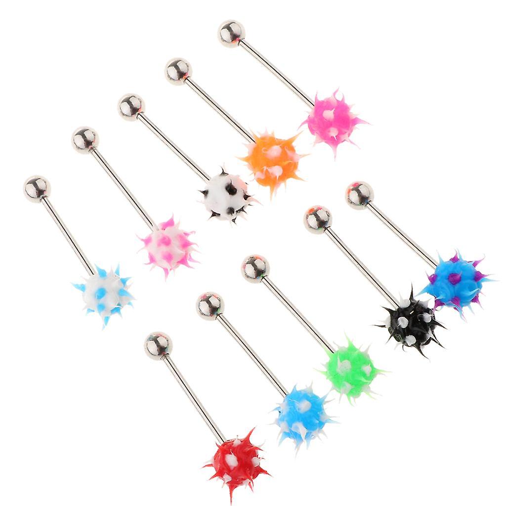 10 Pieces Colors 14g Lip Tongue Bar Barbell Ear Ring Stud Piercing Jewelry Vendita