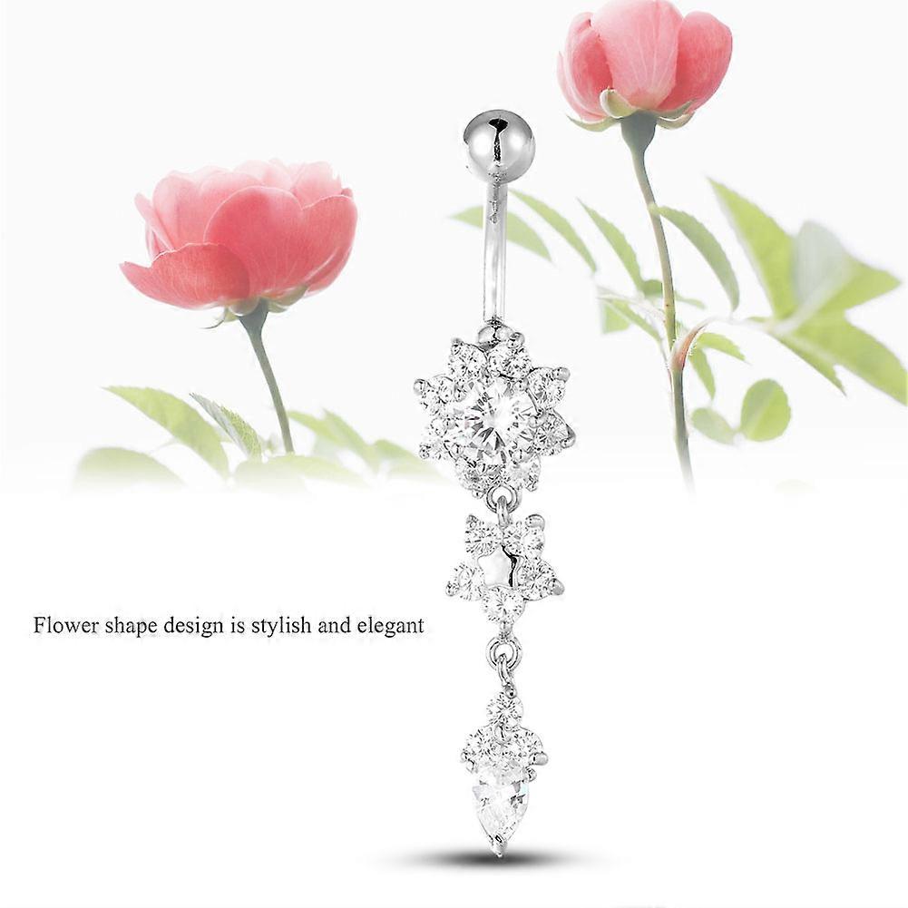 Flower Shaped Anti allergy Copper Belly Navel Ring Plating Body Piercing Jewelry Silver Pezzi Unici