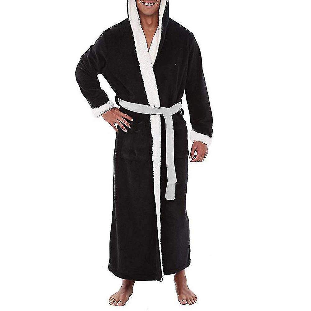 Uomini Lungo Con Cappuccio Accappatoio Morbido Camicia Da Notte Vestaglia Vestaglia-rx Spedizione Gratuita