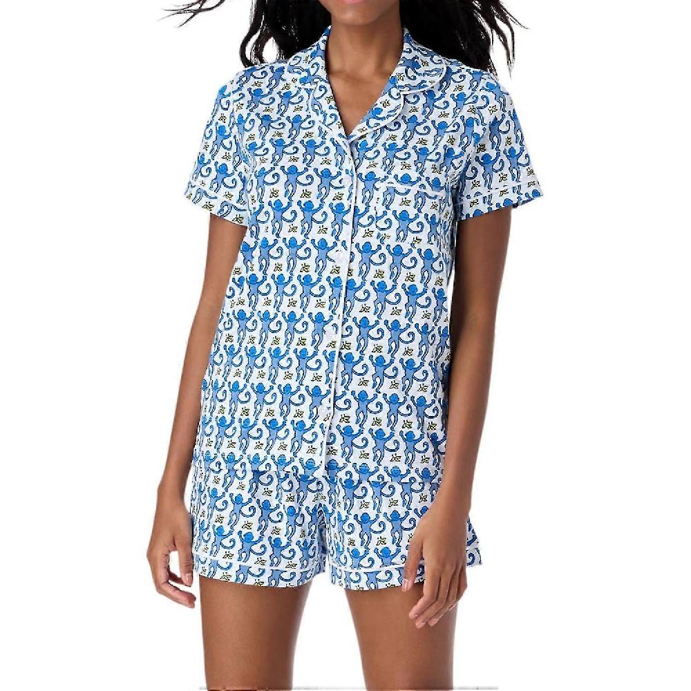 Womens Pajamas Set 2 Piece Button Down Monkey Shorts Set Y2k Preppy Loungewear Pjs Pezzi Unici