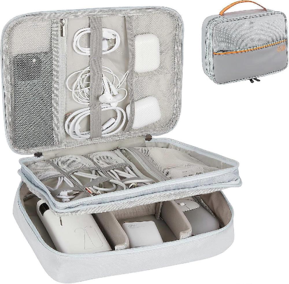 Cable Organiser Bag Travel Cable Organiser Portable Cable Bag Electronics Accessories Organiser Bag For Cables Chargers Power Banks (Grey) Italia