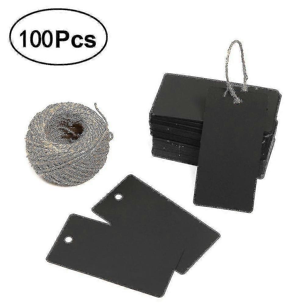 100pcs Gift Kraft Paper Tags Luggage Tags Labels 5x10cm Labels With 30 Meters Jute Twine (black) Vendita