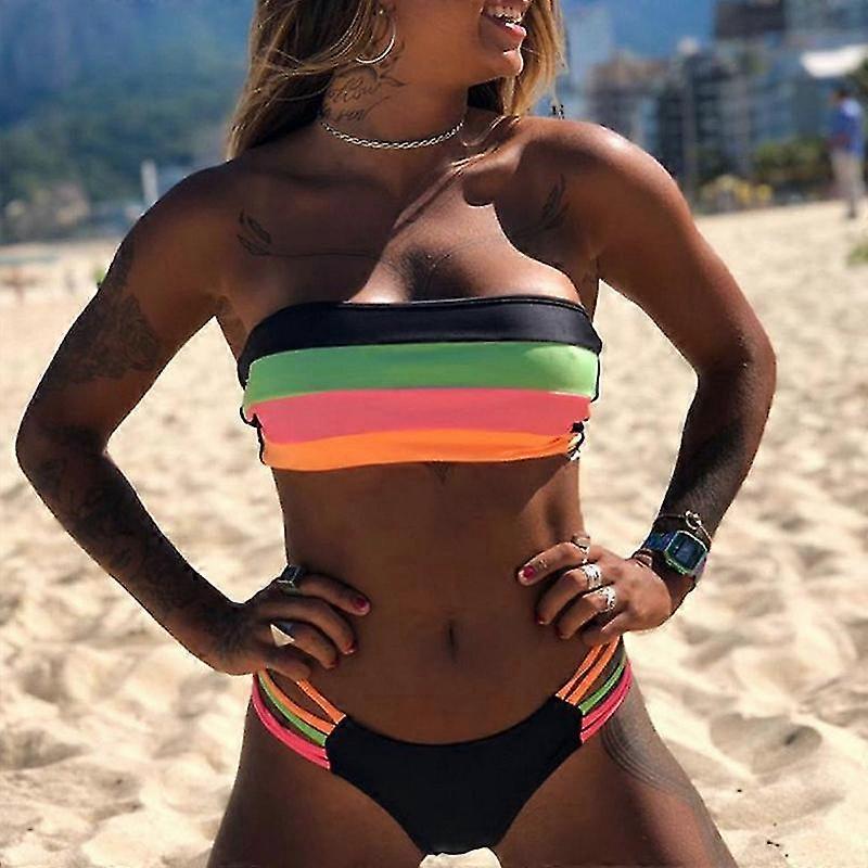Women Bandeau Padded Push Up Bikini Set Boob Tube Brazilian Swimsuit Swimwear Qualità
