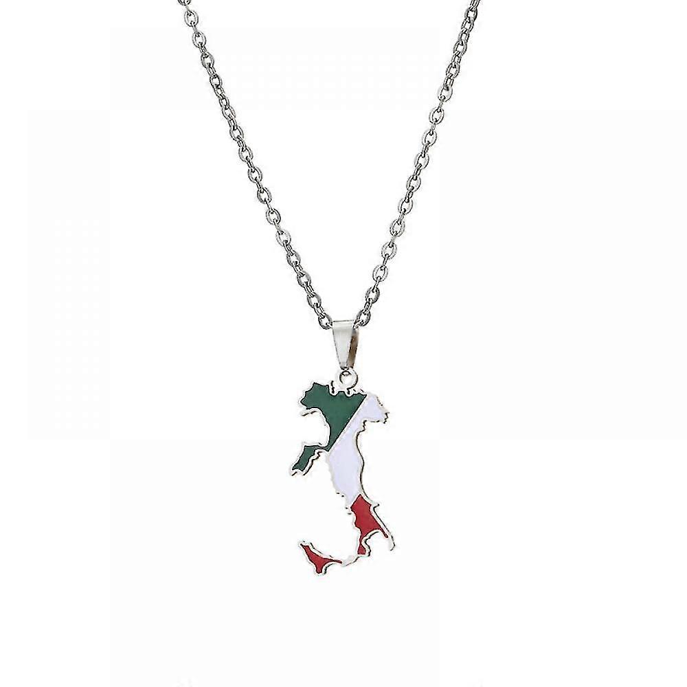 Necklace Italy Map Pendant Stainless Steel Necklace Accessories Family Style Lady's Map Pendant Jewelrysteel Color Xq-ps481 Negozio