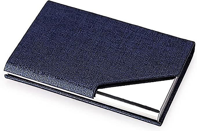 Dww-Bleu - similicuir + acier inoxydable porte - cartes de visite professionnel - pour les voyages et les affaires Online