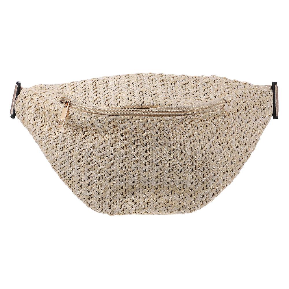 1pc Summer Waist Bag Imitation Straw Woven Bag Chest Pouch Cross-body Bag Solo un giorno rimasto