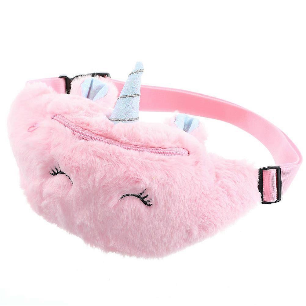 1pc Cartoon Unicorn Plush Children One-shouldered Wasit Bag Cross Body Bag Esporta salva