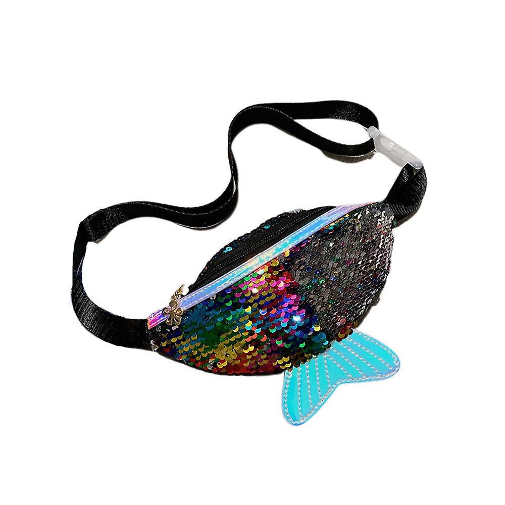 Fish Tail Women Waist Bag Multifunctional Cross Purse Cashier Bag Sequins Chest Bag Fanny Black Pack 50% di sconto per tempo limitato