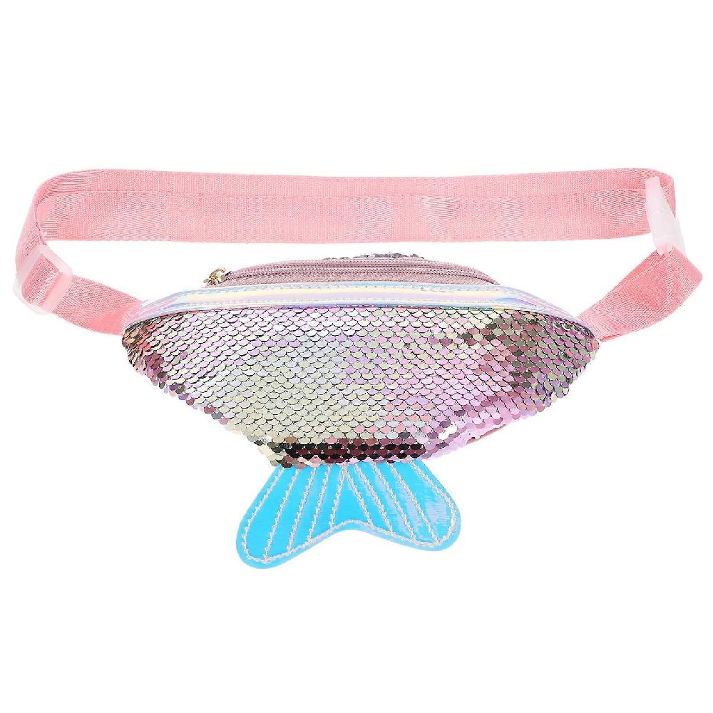 Fish Tail Women Waist Bag Pink Mini Crossbody Bag Multifunctional Cross Purse Cashier Bag Sequins Chest Bag Nuovo