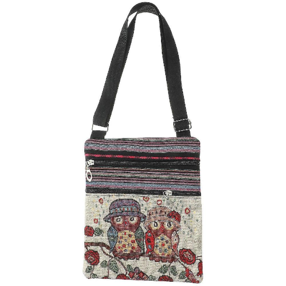 Canvas Zipper Bag Owl Printed Bohemian Crossbody Bag Satchel Women Shopping Pouch (550c) Shopping Online