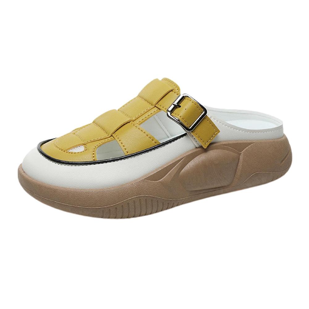 Women's Slide Sandals Comfortable Flat Shoes 5cm Thick Sole Nonslip Slippers Yellow 39 Offerta