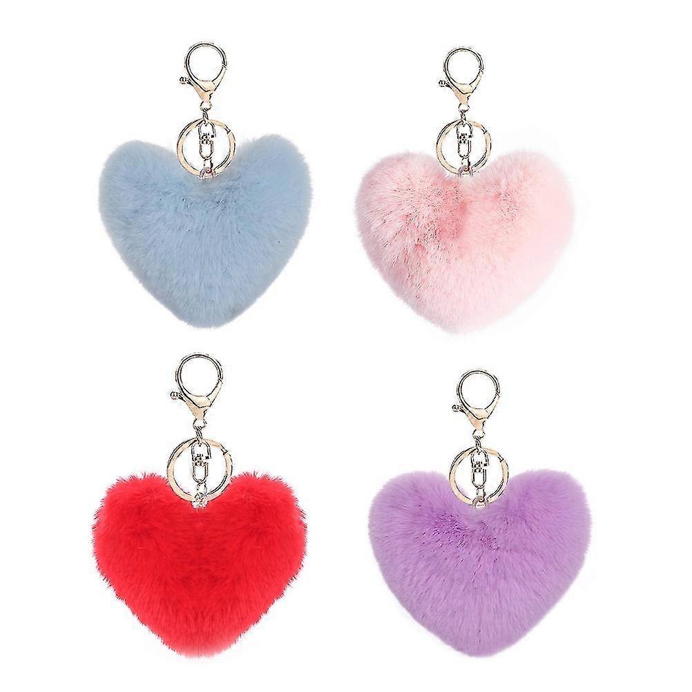 4 Pcs Keyrings Car Keys S Keychains P Key Chains Pom Pom Keychain Bulk Pom Pom Keychain