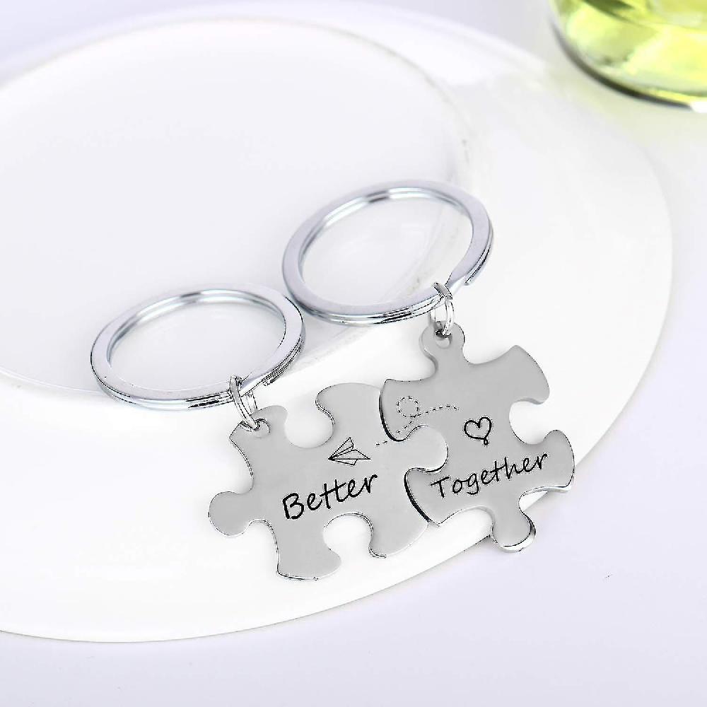 Coppia Portachiavi Fidanzato Fidanzata Regalo Marito Portachiavi San Valentino Regalo Puzzle d'amore Gioielli (meglio insieme) Shopping online