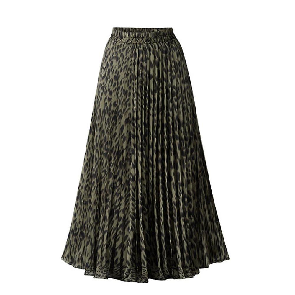 Women Skirt Fashion Women Chiffon Loose Leopard Printed Evening Party Layered Pleated Skirt Promozione Limitata