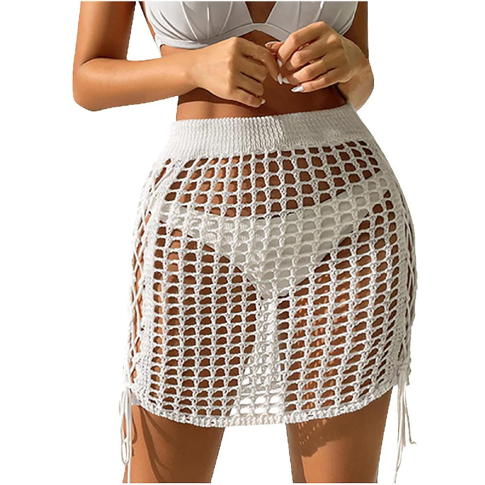 Skirts For Women Plus Size Sexy Perspective Hollow Out Cross Bandage Hip Wrap Skirt Holiday Beach Skirt Fino Al -60%