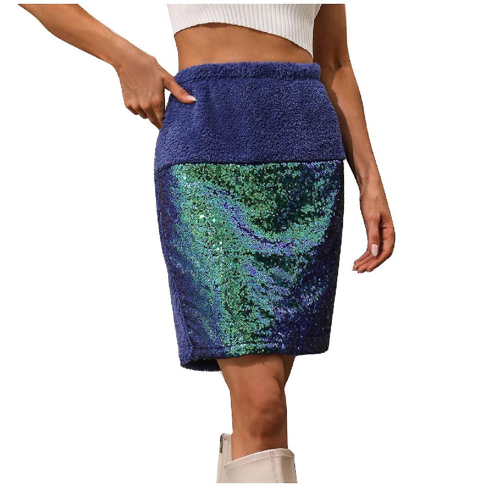 Women Skirts Women'S Casual Fashion Plush Sequins Stitching Christmas Wind Bag Hip Skirt Online