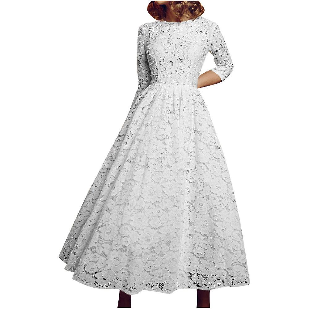 Summer Skirt Fashion Women'S Elegant Sexy Casual Long Sleeve Slim Solid Color Wedding Dress Skirt Dress In Vendita