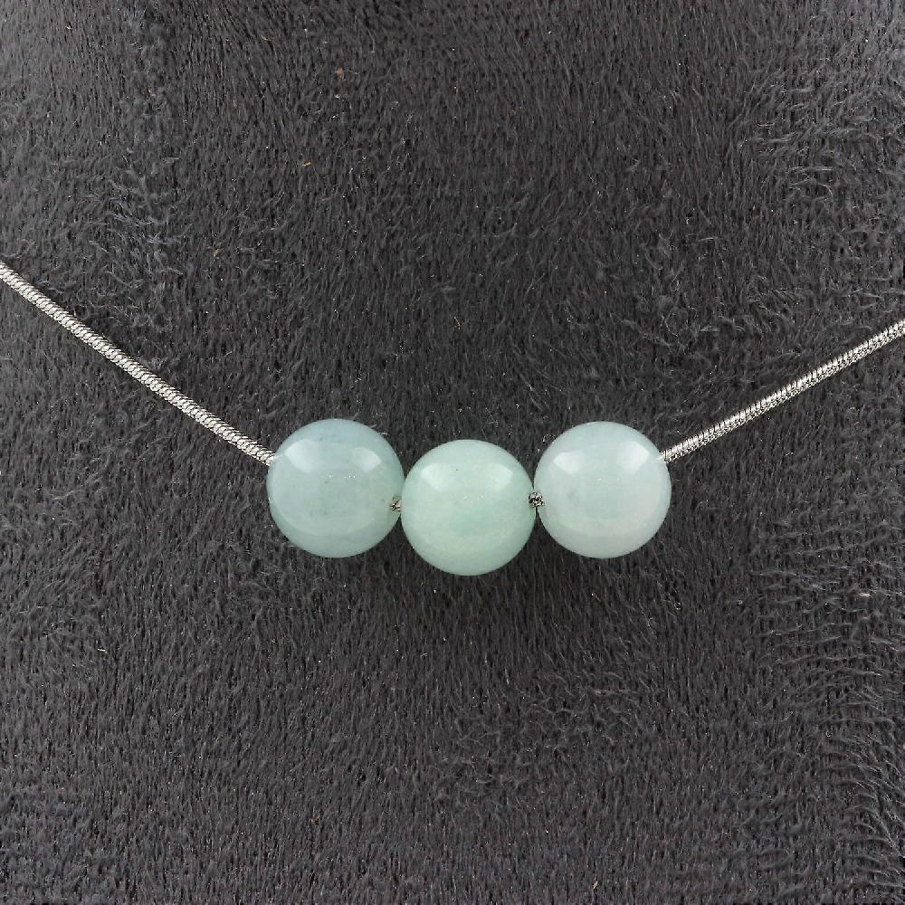 Necklace with 3 Amazonite beads 8 mm Stainless steel chain I Più Venduti