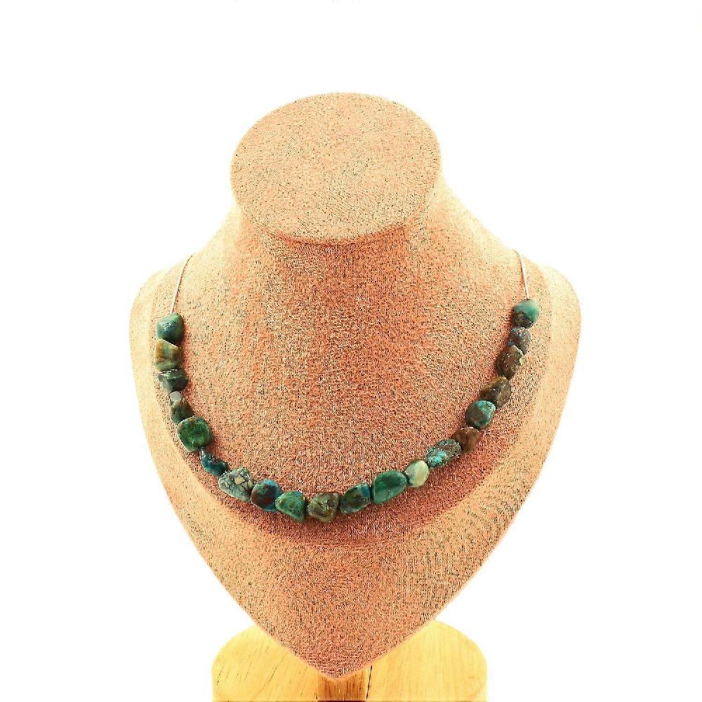 Necklace 20 Chrysocolla beads from the USA Stainless steel chain Negozio online di fabbrica