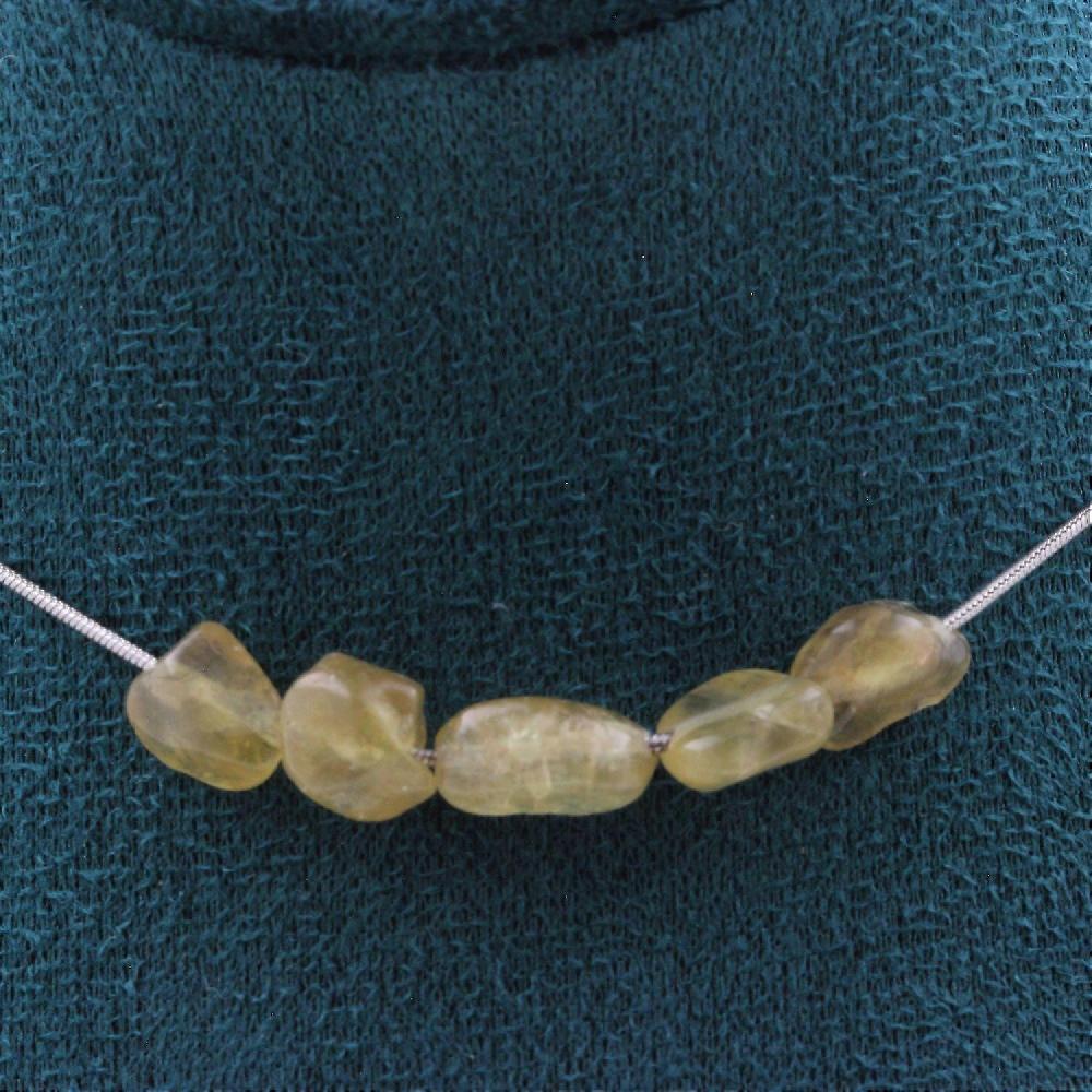 Necklace with 5 yellow Apatite beads from Madagascar Stainless steel chain Offerta speciale