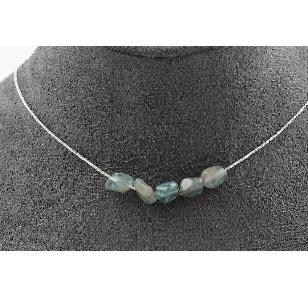 5 Apatite pearl necklace from Brazil Stainless steel chain Fornitura limitata