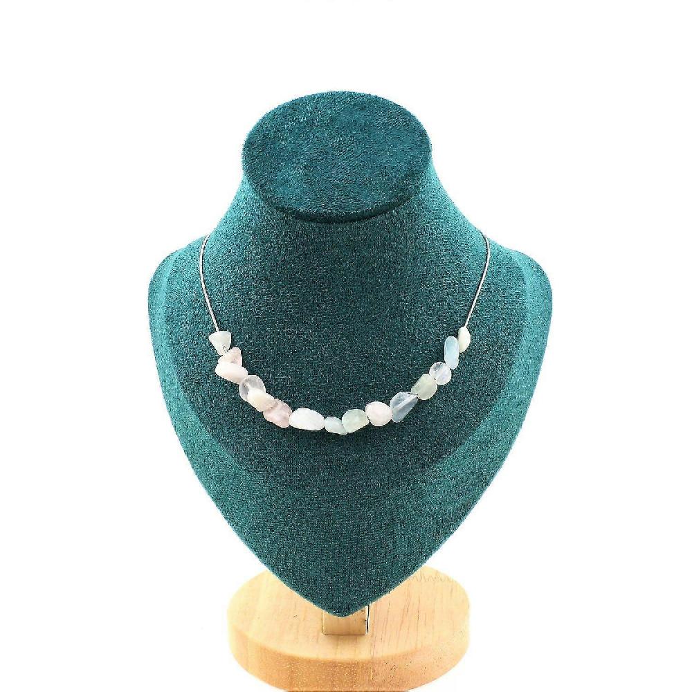 Necklace 15 Beryl Morganite beads from Brazil Stainless steel chain Black Friday