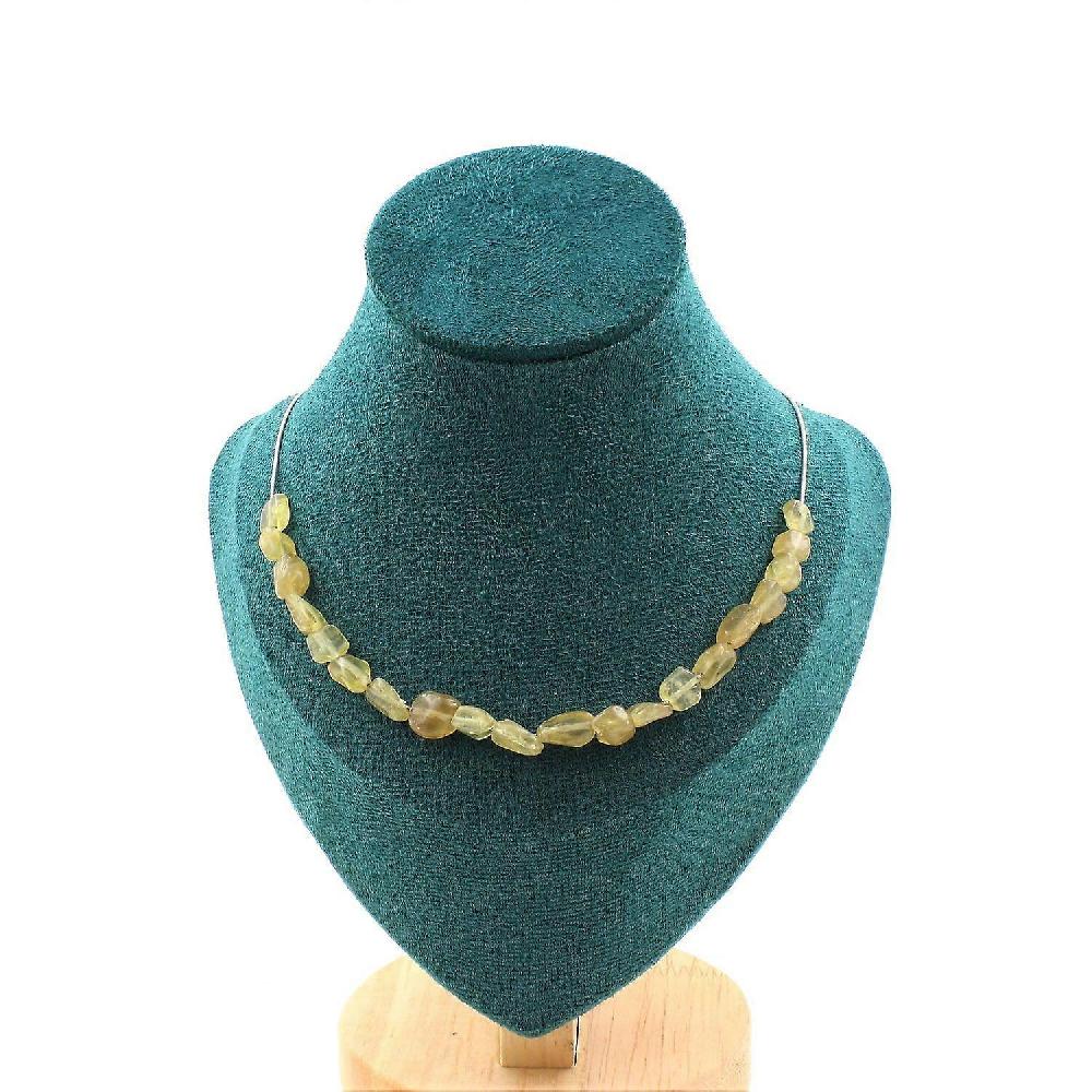 Necklace 20 yellow Apatite beads from Madagascar Stainless steel chain Offerta migliore