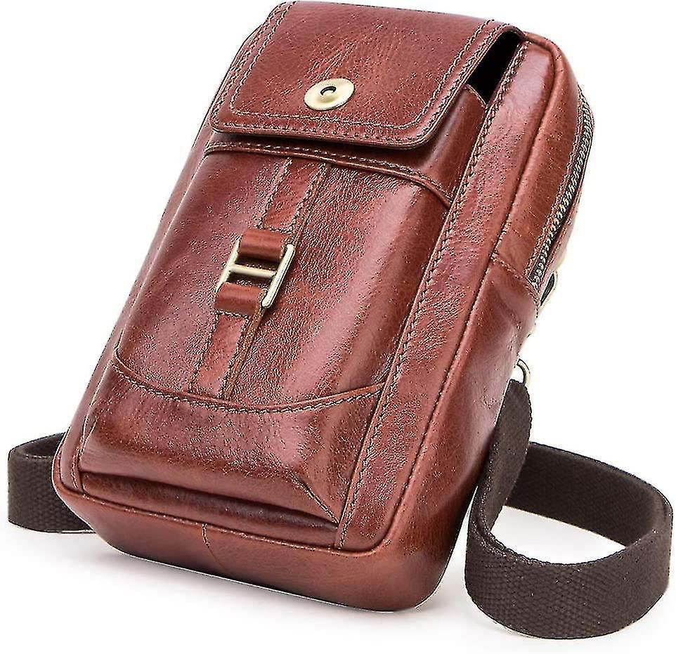 Men's Leather Wallet With Small Belt Bag And Mobile Phone Belt (dark Brown1) Online Outlet