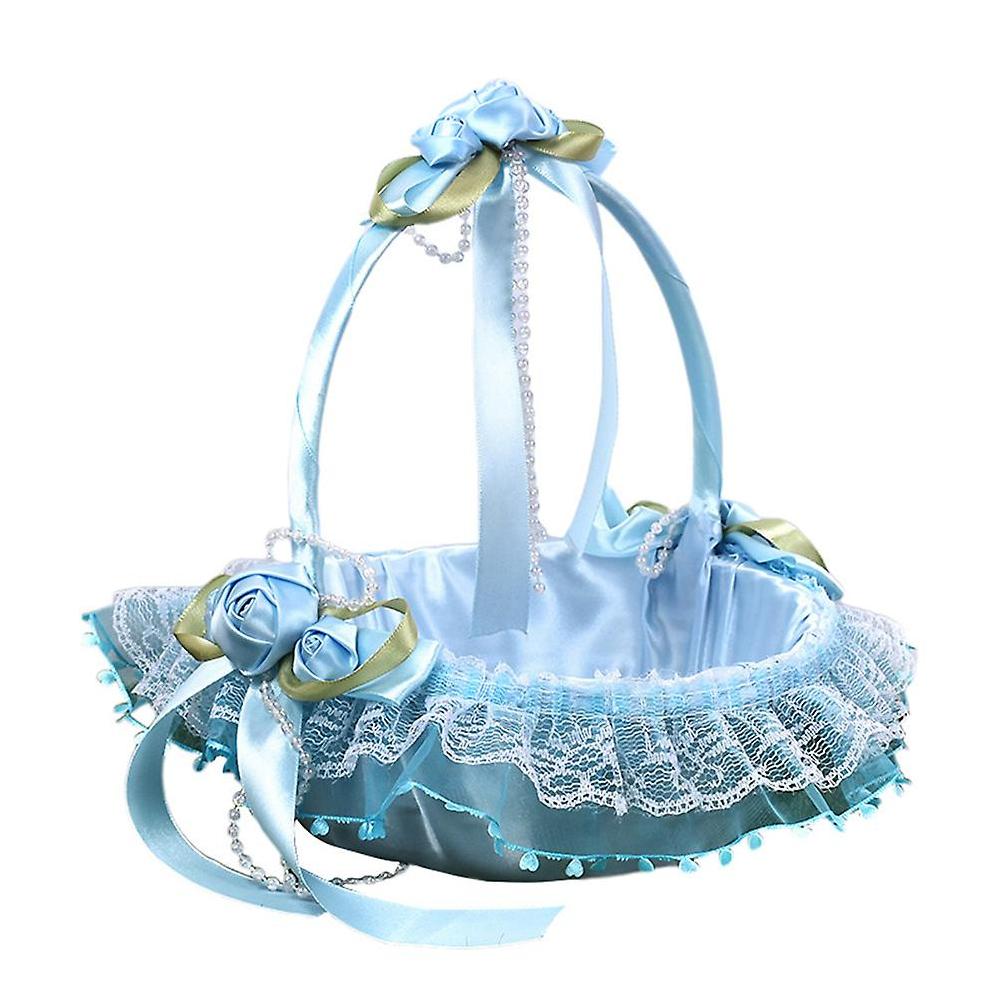 Wedding Flower Children Carries Beautiful Flower Basket for Decoration (Blue) Fino al 55% di sconto