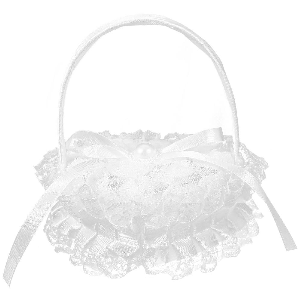 Wedding Ring Pillow Heart-shape Lace Engagement Ring Pillow Ring Box Holder with Handle Discount Store per i nuovi prodotti