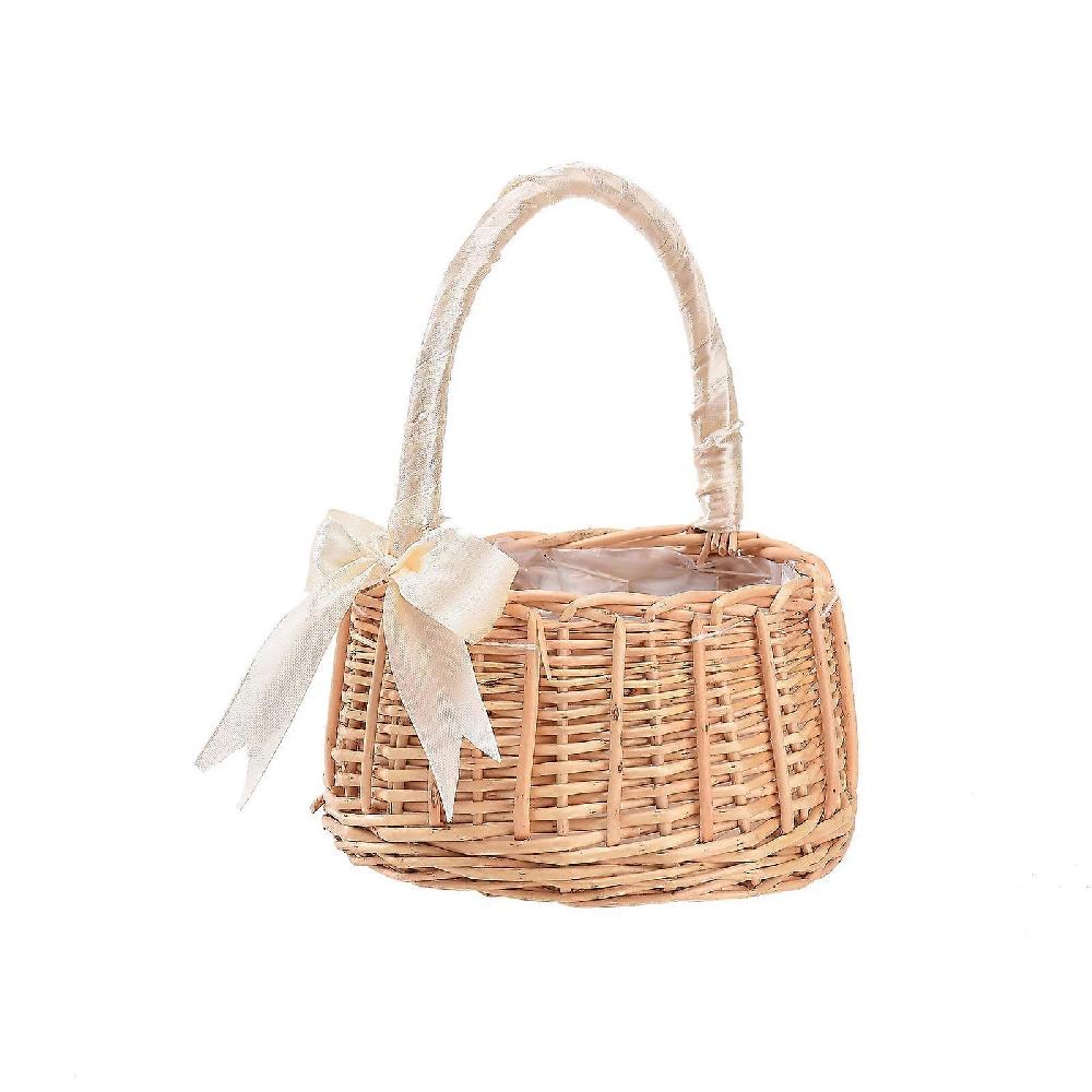 Woven Flower Basket Portable Flower Girl Handmade Natural Simulation Flower Basket Esporta salva