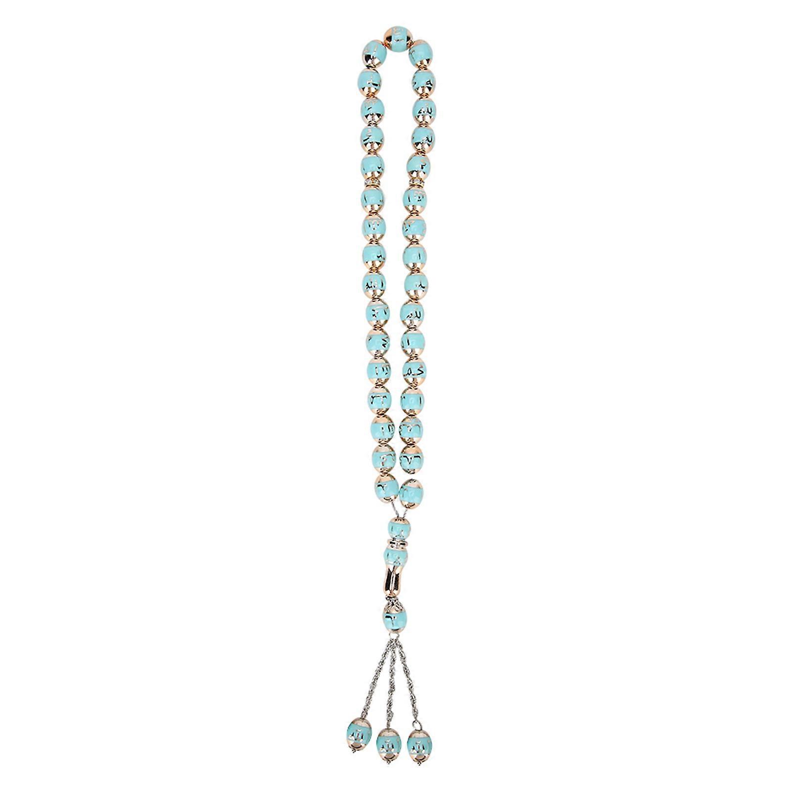 Resin Unisex Muslim Prayer Beads Round Rediing Words Rosary Worship Supplies Accessorylake blue Black Friday Prezzi