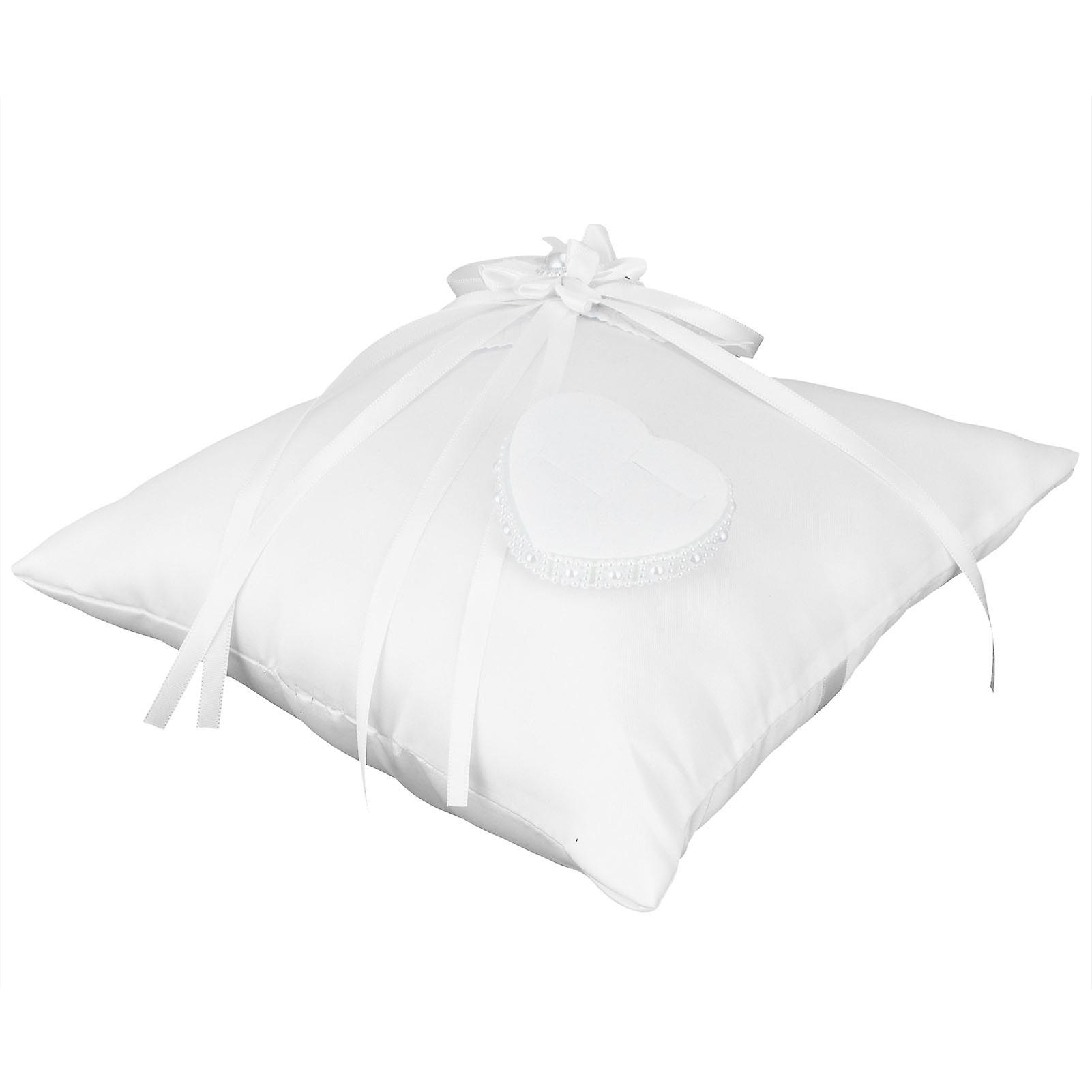 Ring Pillow Heart Shape White Camellia Cushion for Wedding Party Supplies Spedizione Gratuita