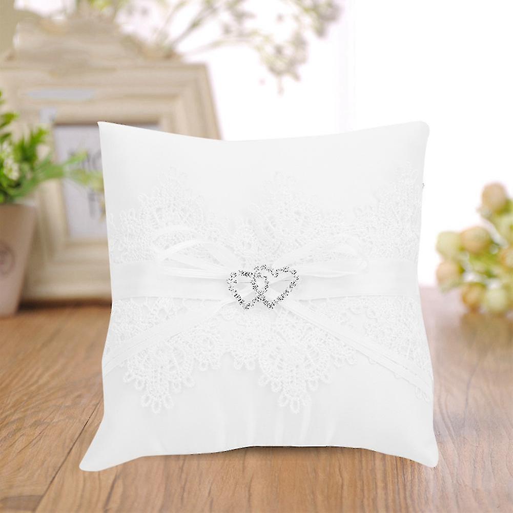 Flower Girl Basket Ivory Satin Wedding Ring Cushion Pillow with Lace Floral Pezzi Unici