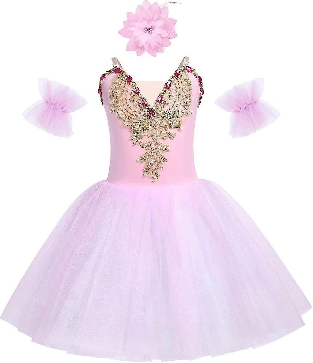 Girls Sequin Ballet Dance Dress Tutu Skirt Leotard Ballerina Fairy Princess Halloween S-2xl I Più Venduti