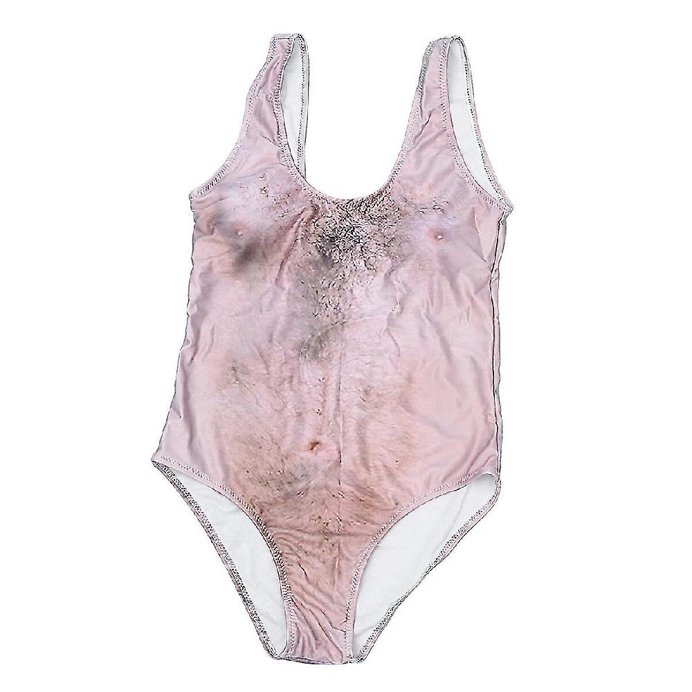 One-piece Swimwear Vacation Summer Beach Sexy Chest Hair Swimsuit For Girls Women - Size Xl (brown)