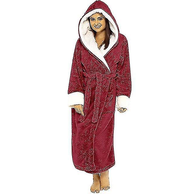 Women Pink Thermal Luxury Flannel Extra Long Bath Robe Winter Grid Fur Bathrobe Warm Kimono Dressing Gown Bridesmaid Robes Offerta Giorno del Papà