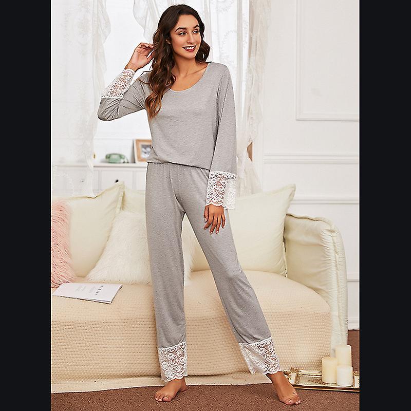 Korean Noble Pure Cotton Pajamas Long Sleeved Trousers Two-piece Home Clothes New Lace Splicing Pajamas Women's Fashion Smaltimento dello stoccaggio