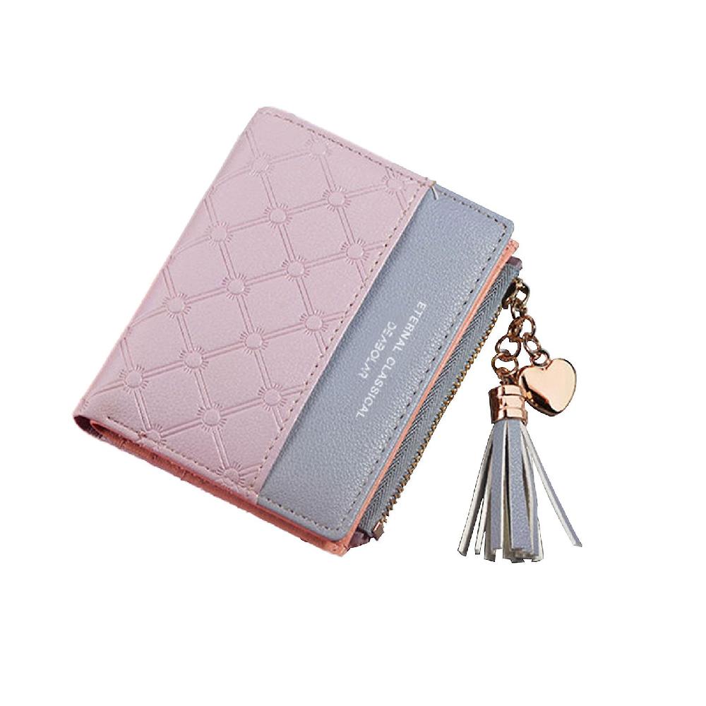 Women Small Wallet Ladies PU Leather Card Holder Mini Compact Bifold Purse with Zipper Coin Pocket Esporta salva