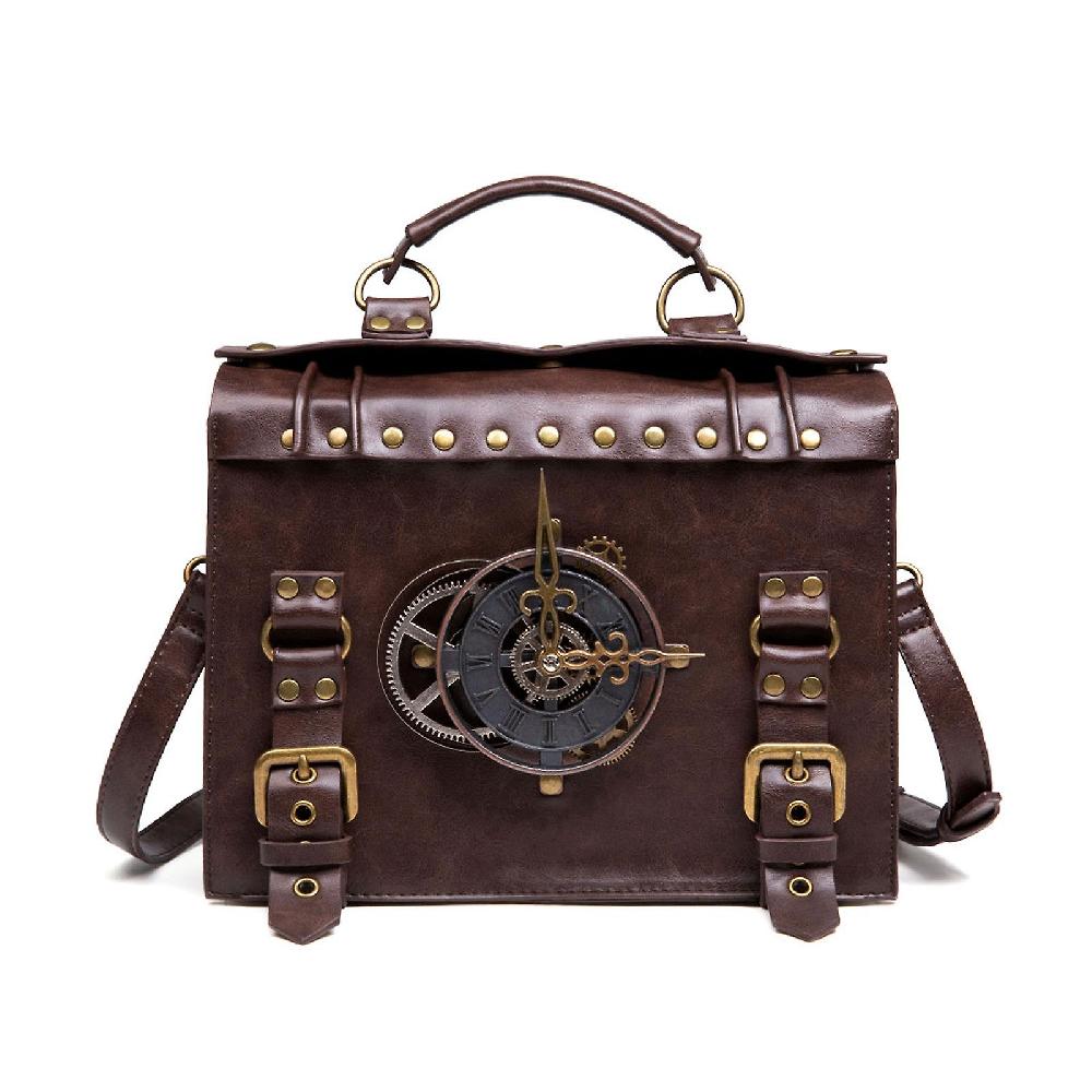 Women's Work Bag Retro Vintage Steampunk Style Handbags for Women PU Leather Messenger Shoulder Crossbody Bag 2023 Duty-free