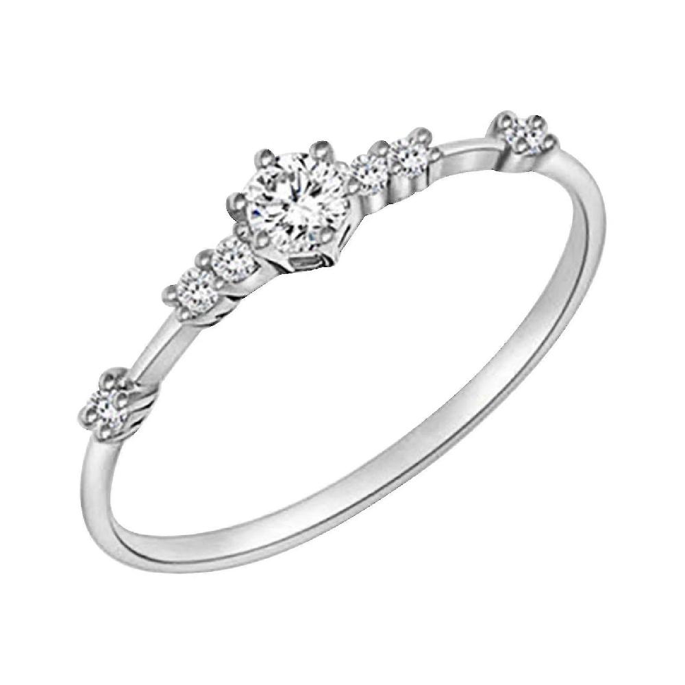 Copper Plated Silver Seven Small Diamond Ladies Exquisite Constellation Ring Italy
