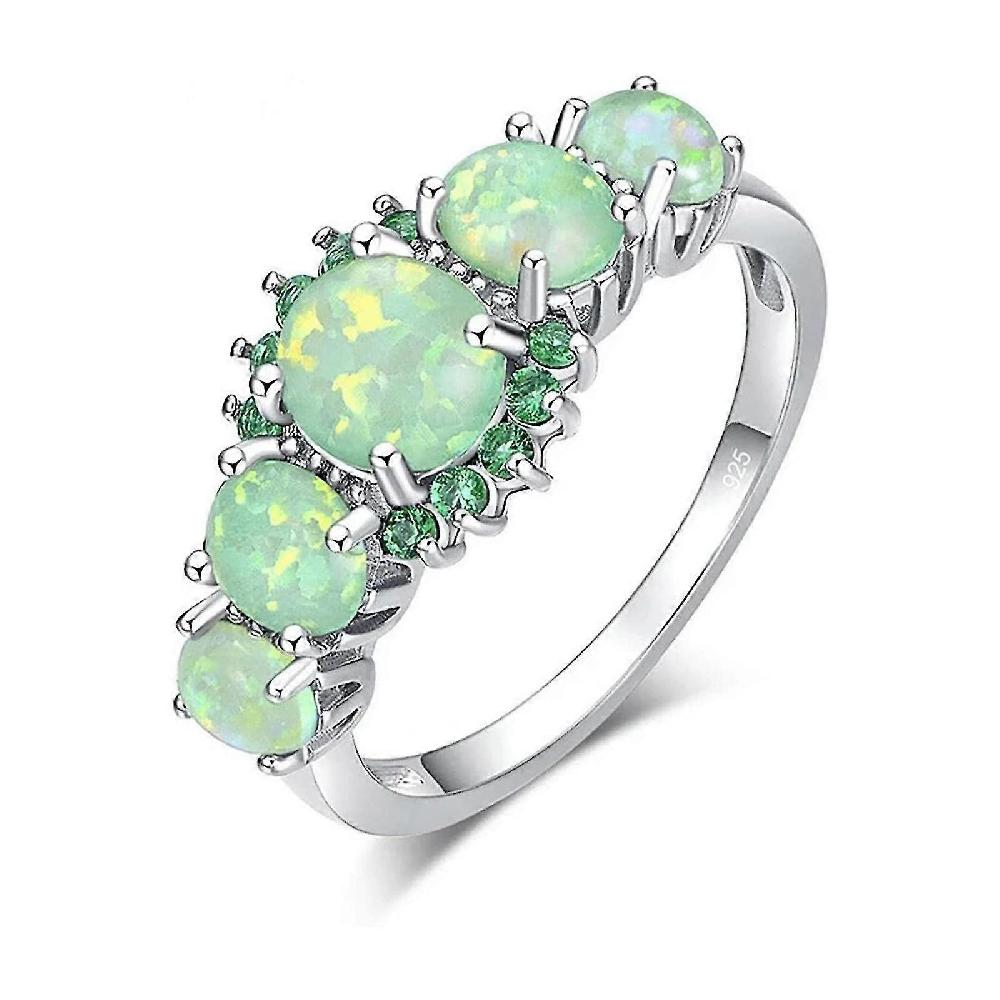 Turquoise Ring Sterling Silver Green Simulation Female Engagement Ring Jewelry Ring Gift Economico