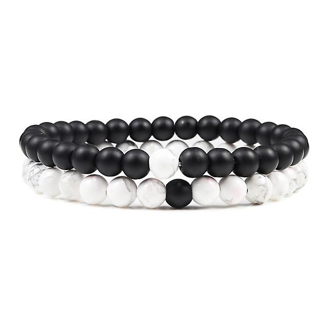 Set Bracciale Coppie Distanza Nero Bianco Naturale Pietra Lavica Tigre Occhio Perline Braccialetti Yoga Per UOMINI Donne Gioielli Corda Elastica Vendita calda