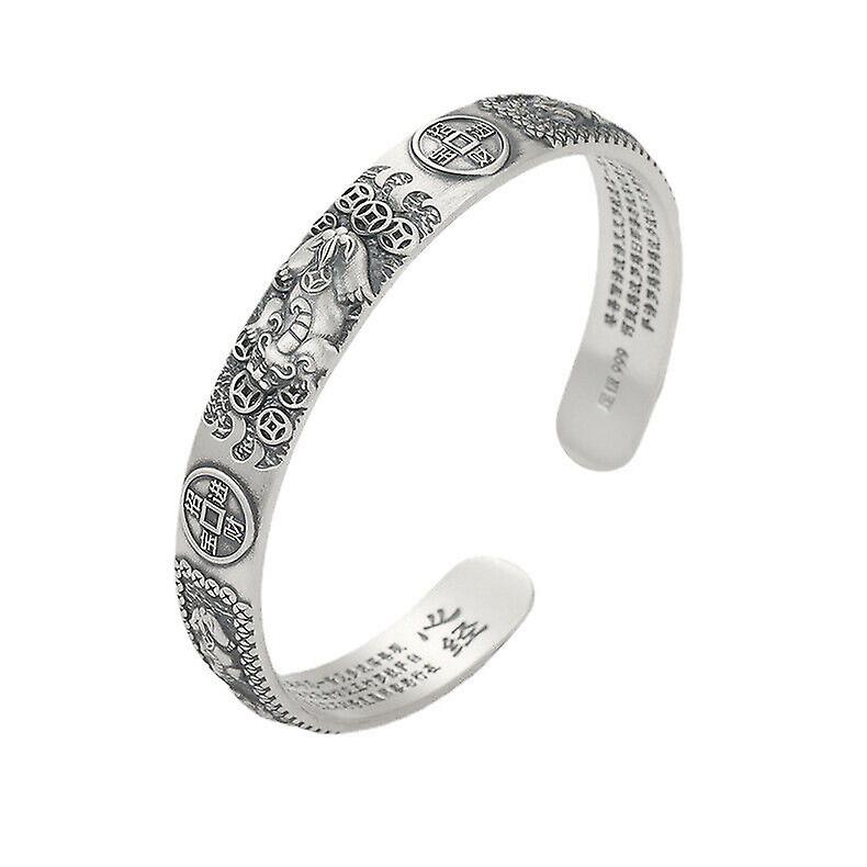 Mens Vintage Open Bangle 925 Silver Thai Handmade Cuff Bracelet Jewelry Gifts Offerta temporanea