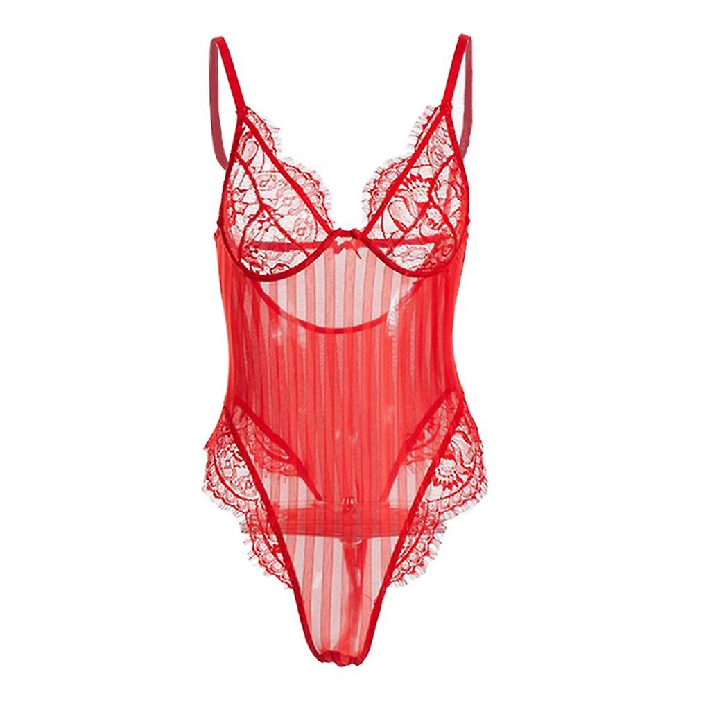 Bodysuit Lingerie Leotard L Red Black Friday Prezzi